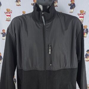 Y2K Chaps Ralph Lauren full zip fleece & nylon top 2 pocket 2XL black jacket